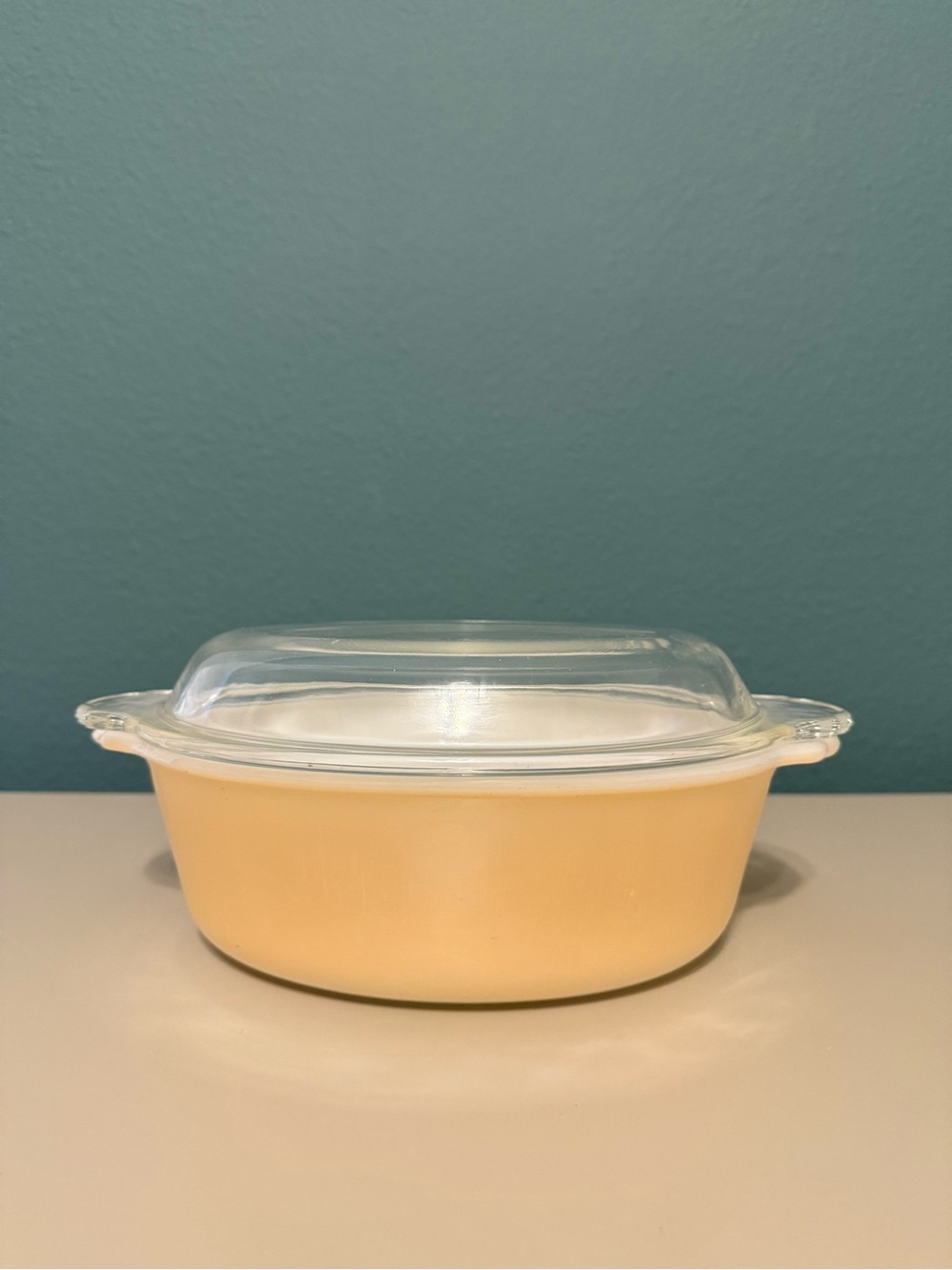 Anchor Hocking Fire King 467 Peach Lustre 1-1/2 QT Oven Ware Casserole Dish Bowl